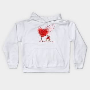 Valentine's Day Heart Tree Love White Labrador Kids Hoodie